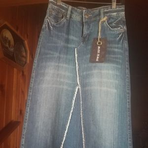 Vintage Boho Flared Stretch Denim Skirt